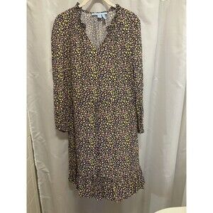 Draper James Ditsy Floral Popover Dress V Neck Cinched Waist Long Sleeve Small